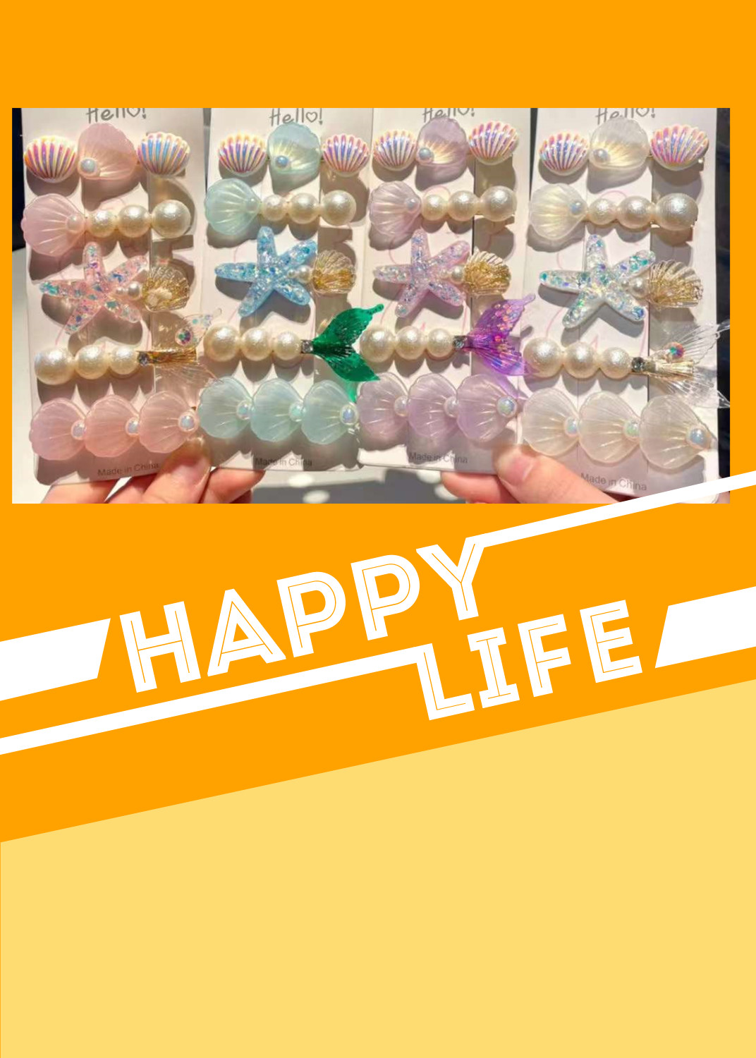 New cute and sweet hair accessories for young girls, Ocean series hair clips, starfish beauty fish tail hair clips, bangs and duckbill clips pic 1