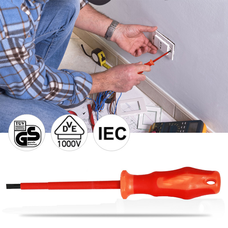VDE high-voltage resistant 1000V insulated screwdriver, flat-head cross electrician screwdriver with voltage tester 6-piece set details Picture