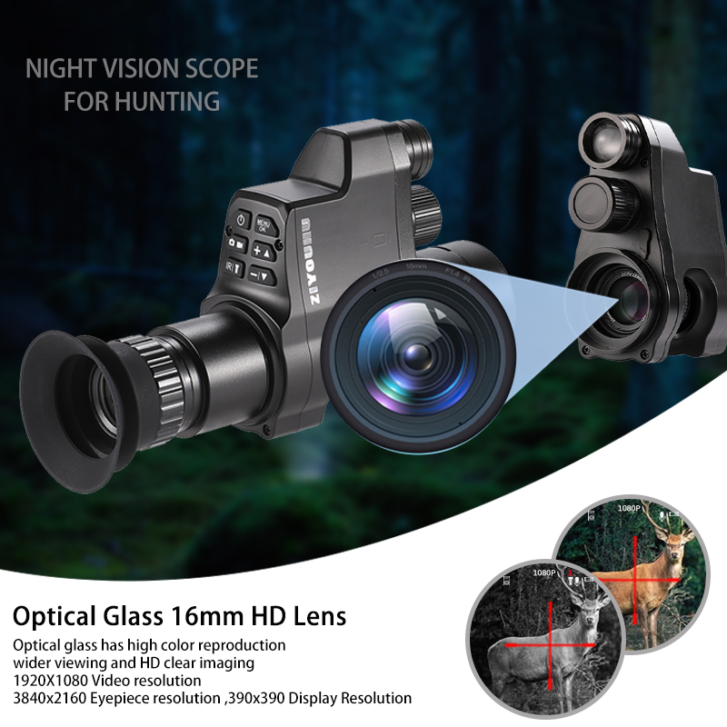 NV4A Infrared Night Vision Monocular Device Round Screen Crosshair 4X Zoom HD Video Camera Attach Night Hunting IR Digital Scope details Picture