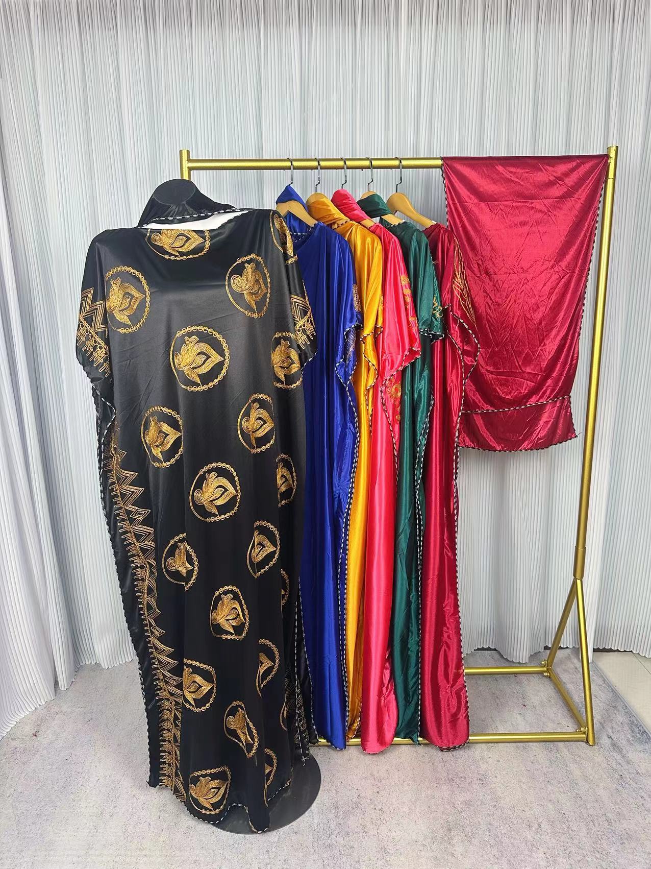 Cross-Border African Women's Gown Fashion Quality Pearl Chiffon Heavy Iron Drill With Two Pieces Of Skirt Specification drawing