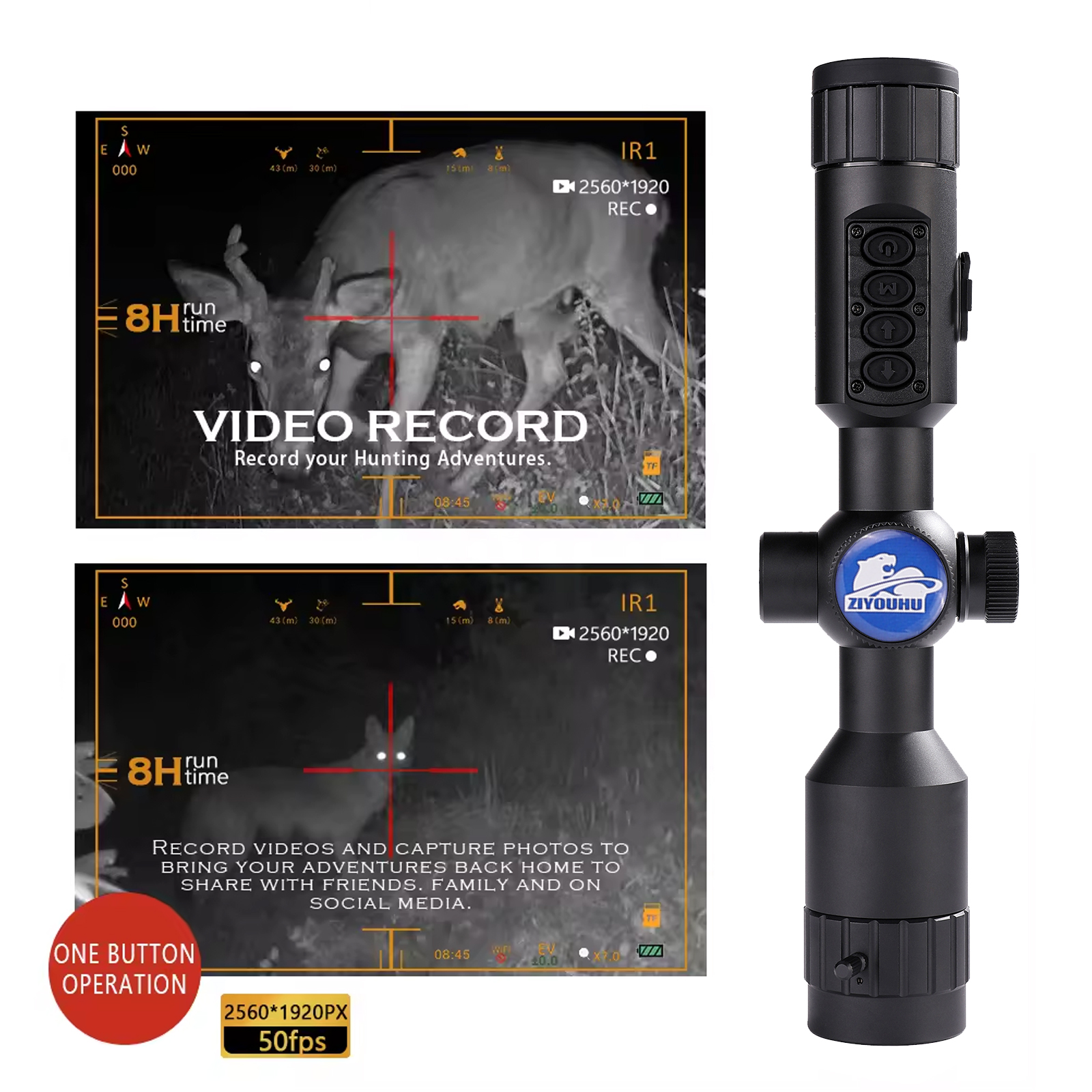 New NS40 Digital Night Vision Scope Built Gyro Tacticle Crosshair Software Ranging 1080p Video IR Camera 7-19X Hunting Monocular Item Picture