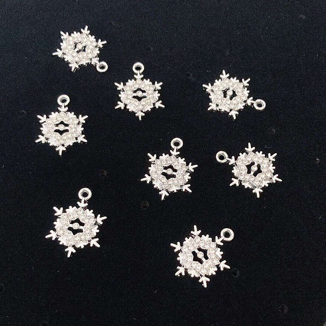 镶钻雪花高保色合金耳饰手链吊坠手工饰品配件diy基础材料配饰