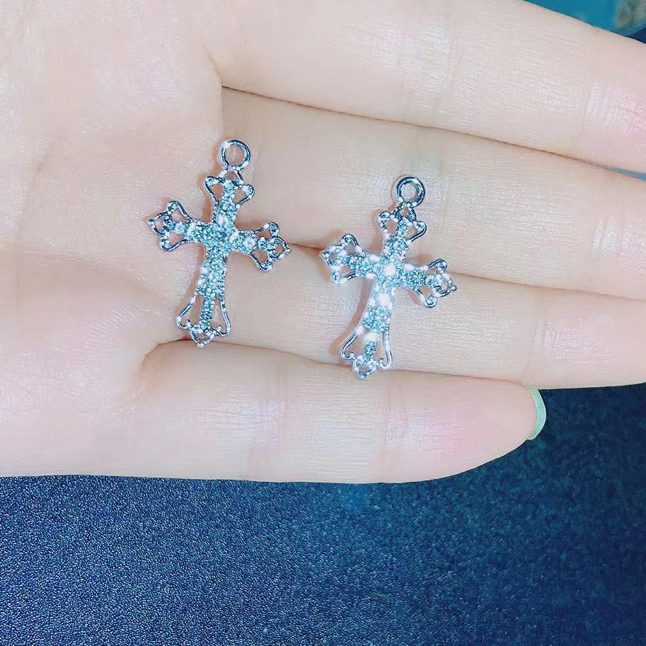 Cross rhinestone pendant earrings necklace bracelet accessories handmade earrings jewelry diy materials