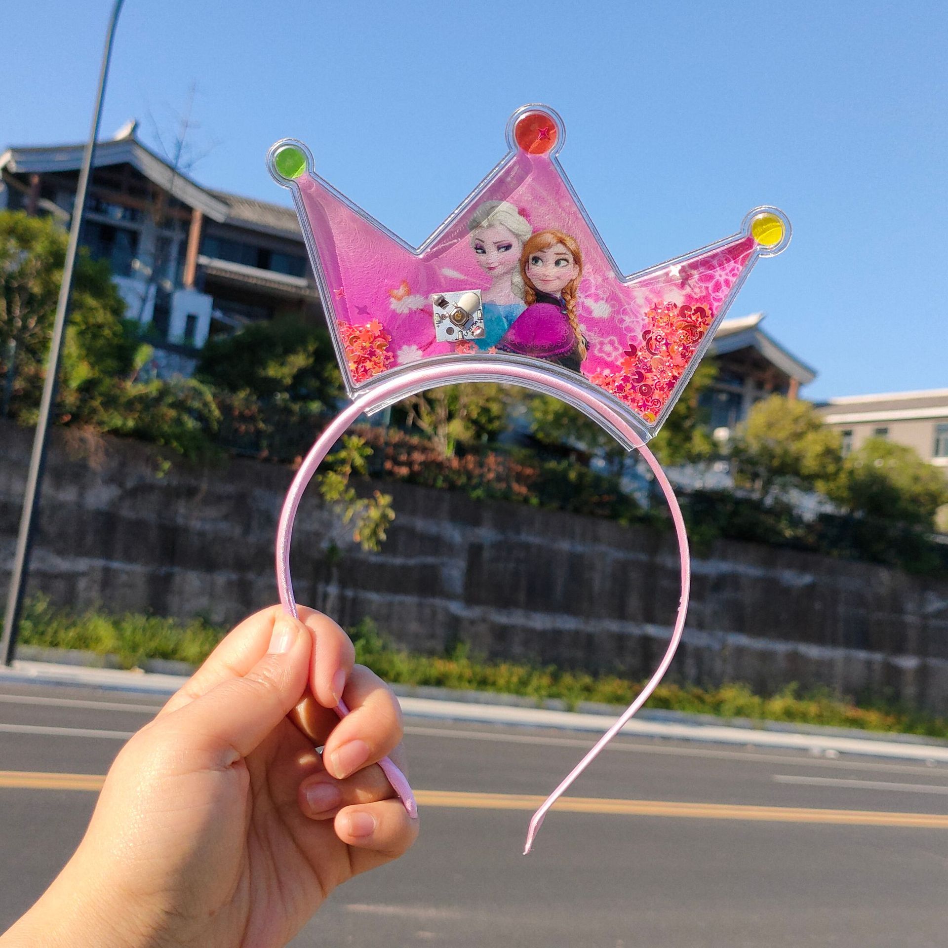 日韩流行 儿童蝴蝶结发箍女孩韩国带齿头箍幼儿园卡通冰雪奇缘公主皇冠头带灯发光生日发箍小女孩女生头饰小学生头饰 星欣饰品详情7