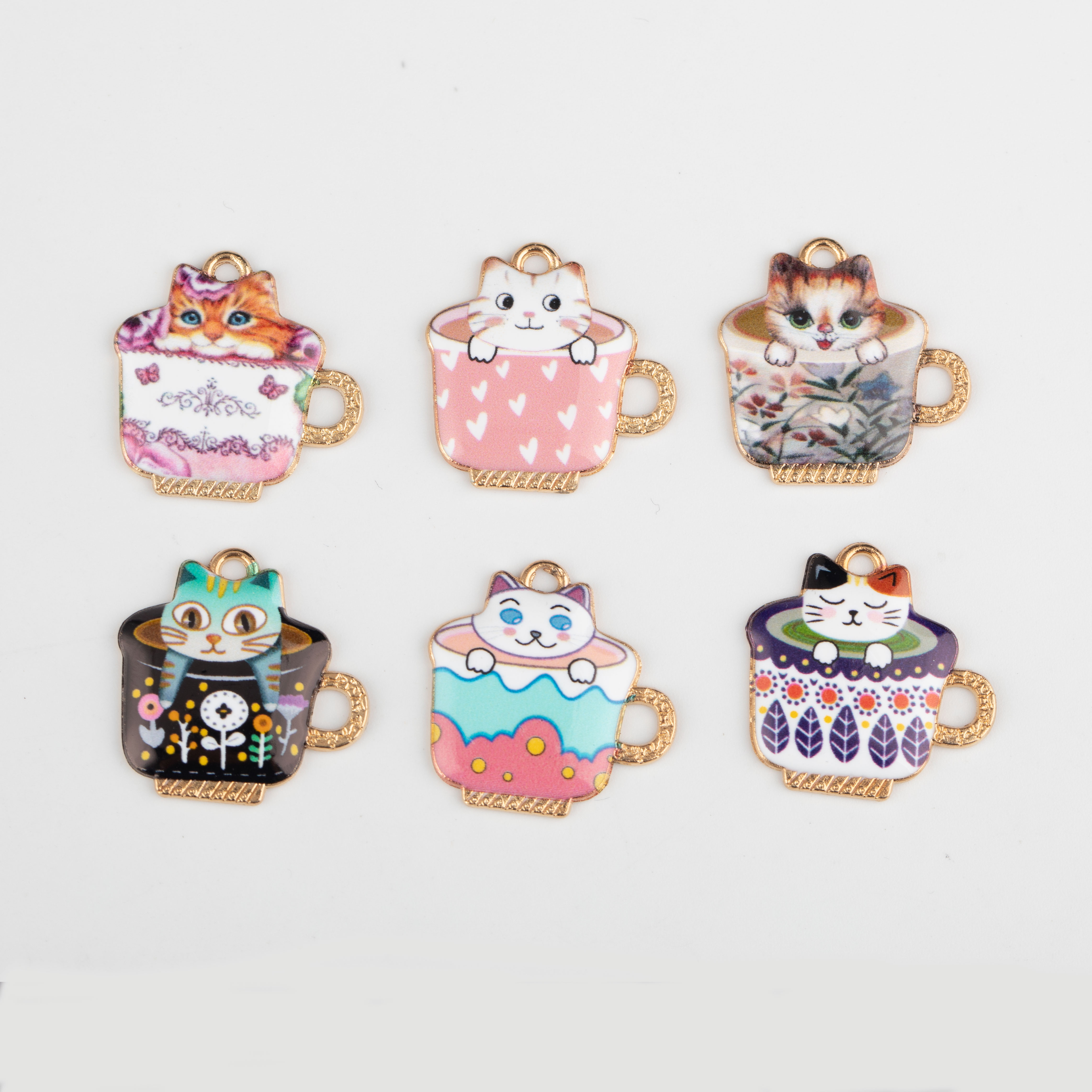 合金配件饰品配件diy耳环挂件饰链手链欧美热中国风蝴蝶小猫咪爱心朱光花uv打印抖音直播