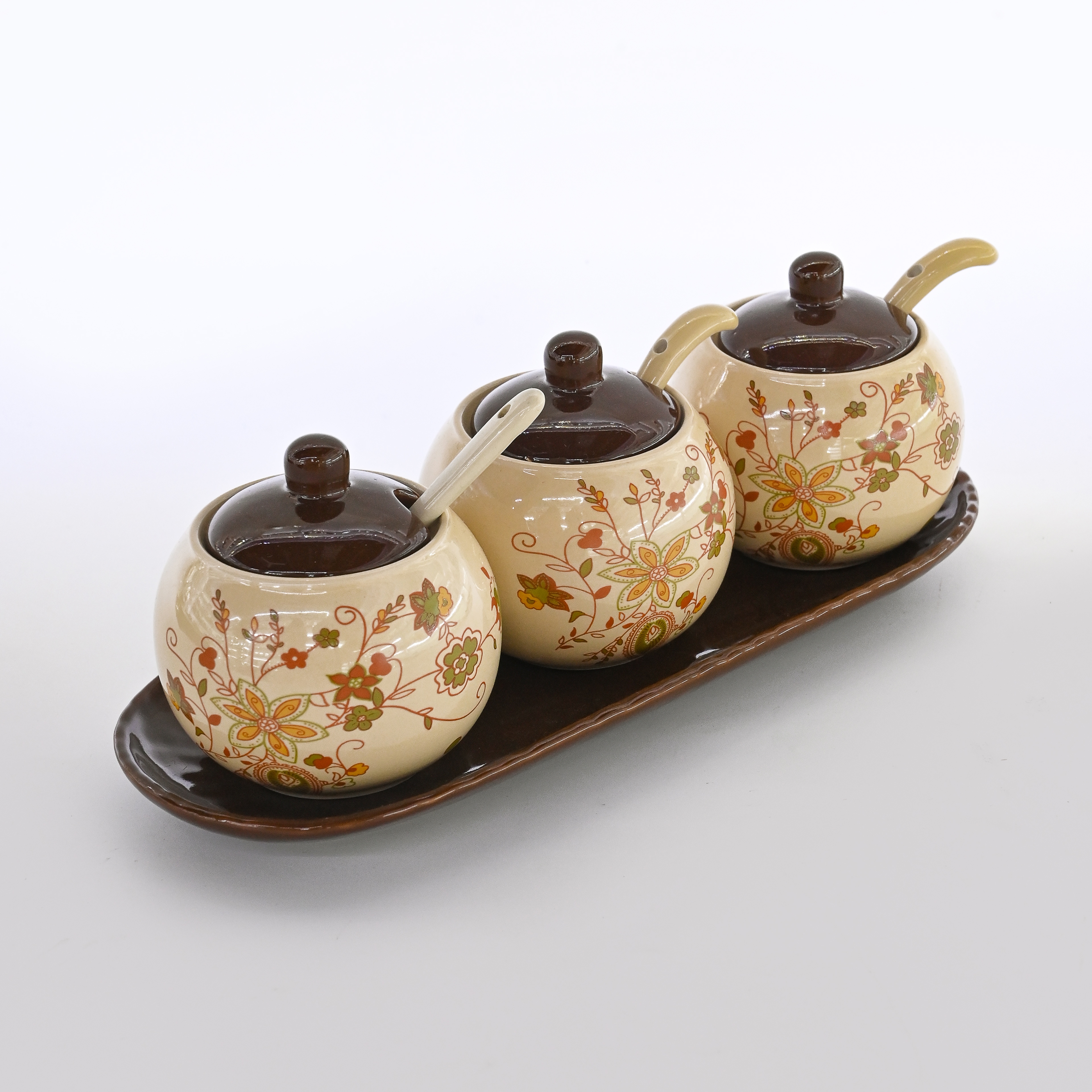 Ceramic seasoning jars, kitchenware, sugar jars, salt jars, sets, hot pot restaurant seasoning bottles and jars, chili jars, household seasoning boxes Specification image