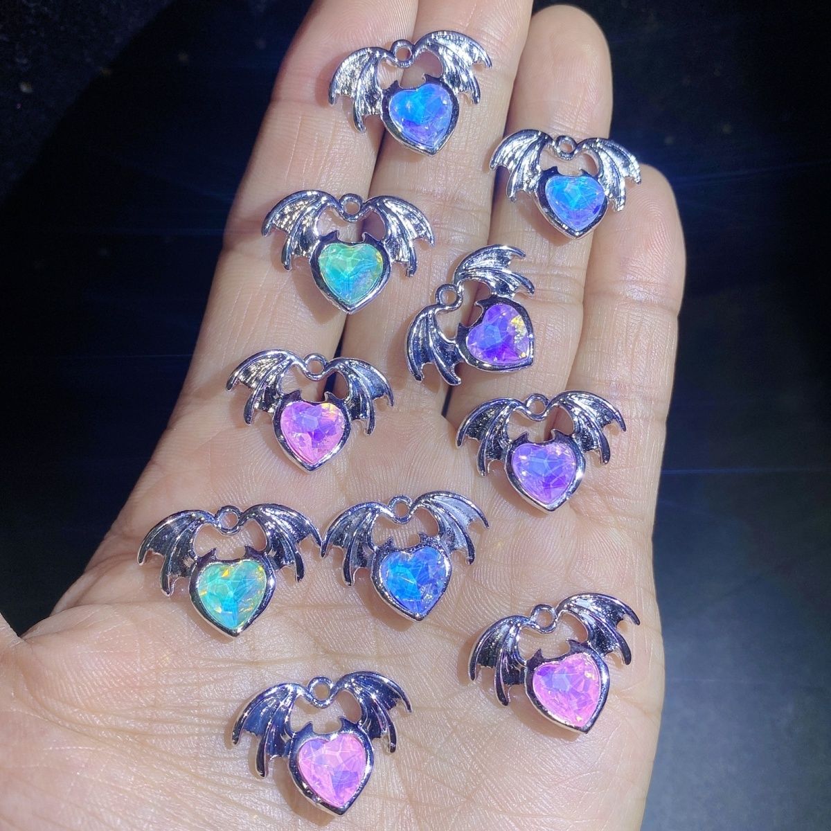 Crystal heart angel Wings color-preserving bracelet, necklace, pendant accessories, earrings, jewelry, diy handmade materials and accessories
