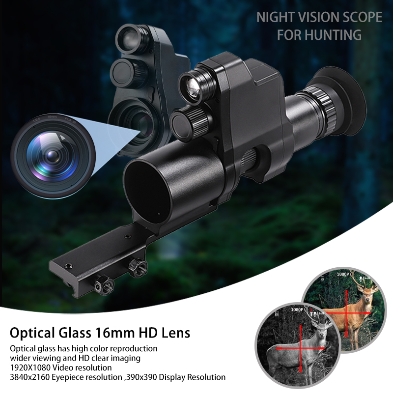 NV4B Clip-on Night Vision Scope Device Round Screen Crosshair 4X Zoom HD Video Camera Attach Night Hunting IR Digital Monocular details Picture