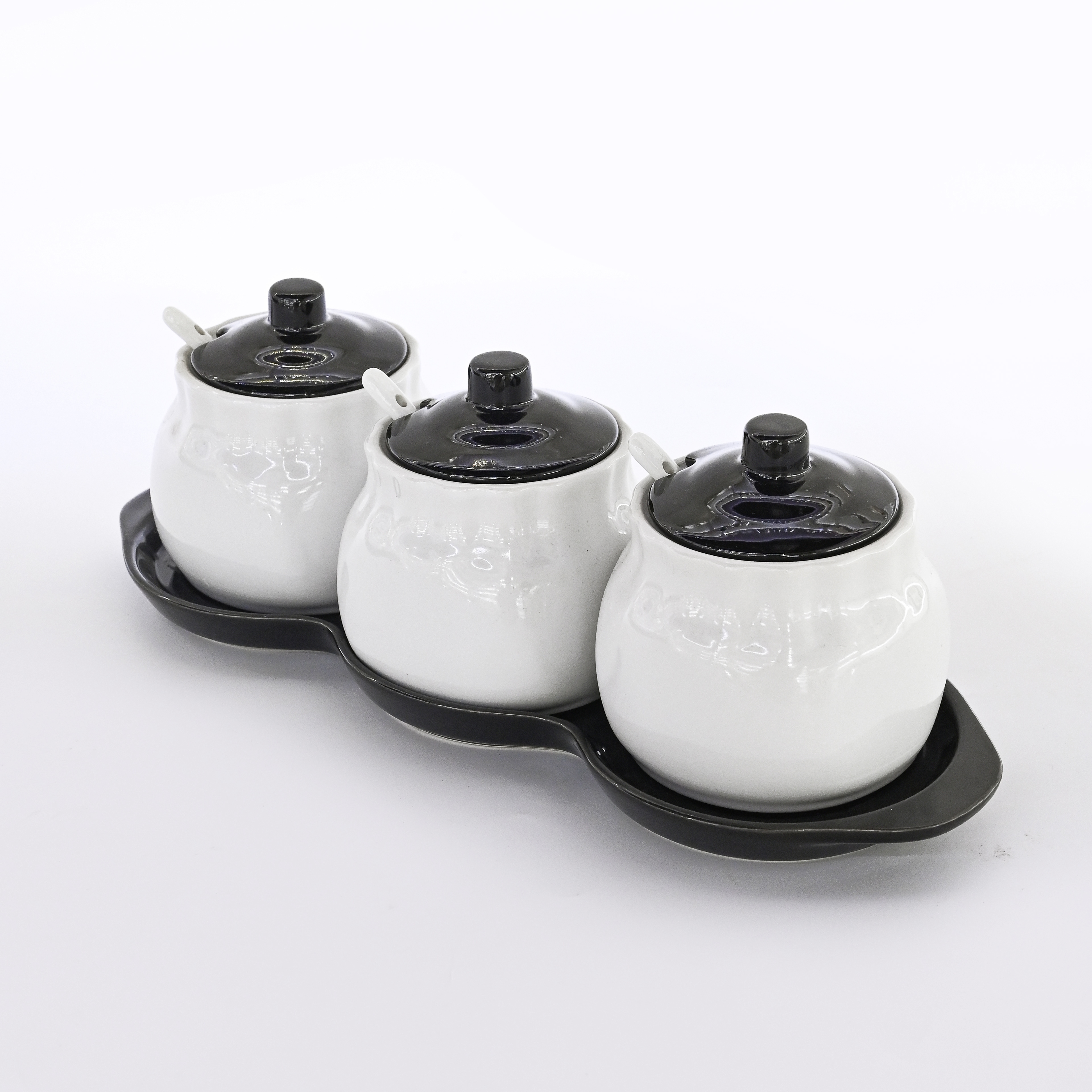 Household ceramic seasoning jars, seasoning bottles, kitchen seasoning jars, light luxury black and white salt, monosodium glutamate seasoning boxes, salt jars Specification image