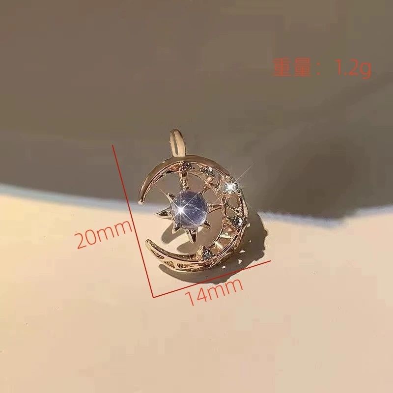 Wholesale of new cross-border necklace pendant accessories, diamond-encruted five-pointed star moon star diy bracelet alloy accessories