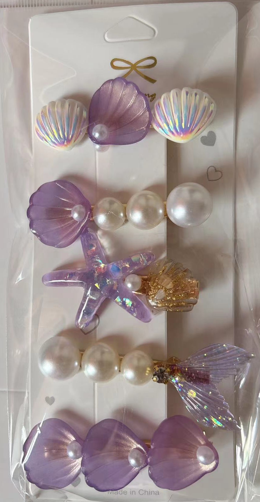 New cute and sweet hair accessories for young girls, Ocean series hair clips, starfish beauty fish tail hair clips, bangs and duckbill clips details Picture