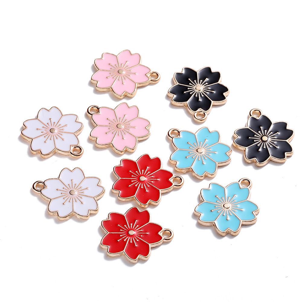 Alloy oil-dripping cherry blossom pendant accessories, diy bracelet accessories, earrings, hair accessories, mobile phone pendants
