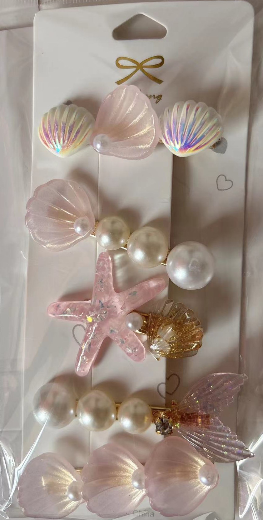 New cute and sweet hair accessories for young girls, Ocean series hair clips, starfish beauty fish tail hair clips, bangs and duckbill clips Specification image