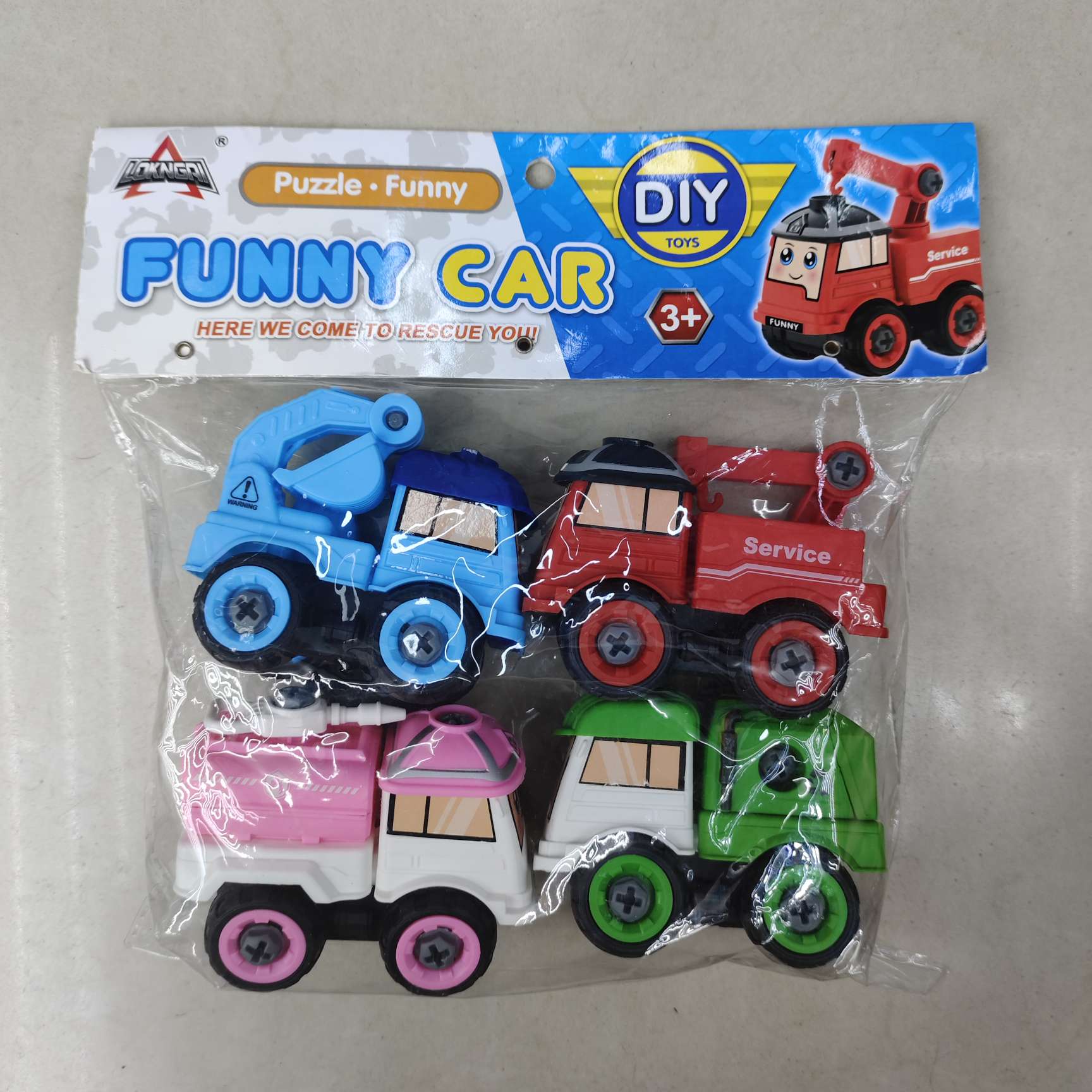 DIY educational disassemblable toy car, dinosaur toy car, engineering vehicle, fire engine, PVC card head bag, educational toy detail image 1
