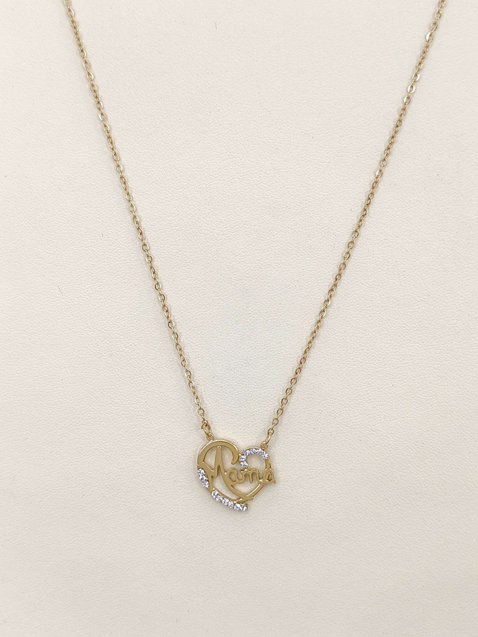 环保全钛钢陶泥钻立体吊坠妈妈mum母亲爱心项链 欧美风优质不锈钢项饰 精品经典女士项链