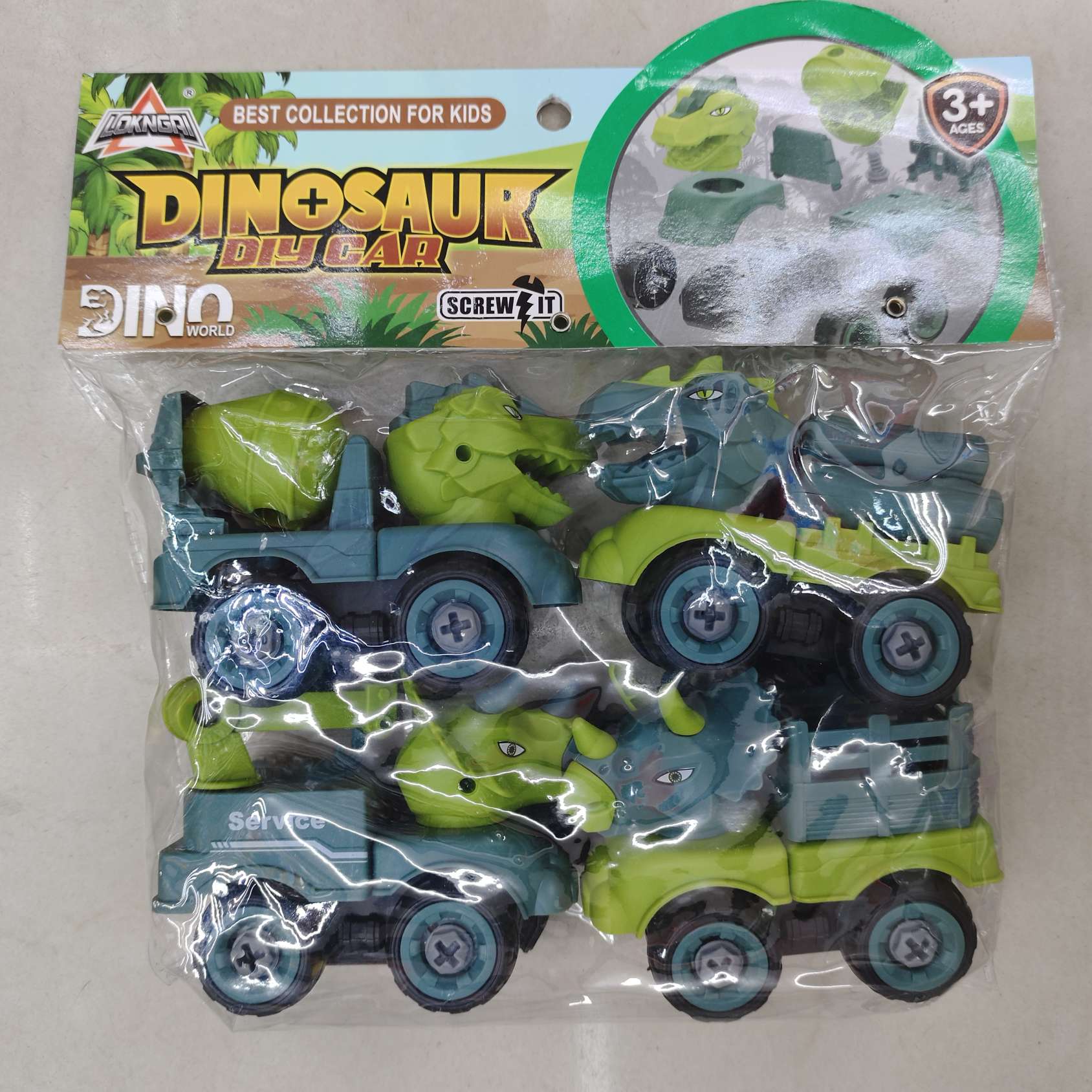 DIY educational disassemblable toy car, dinosaur toy car, engineering vehicle, fire engine, PVC card head bag, educational toy Specification image