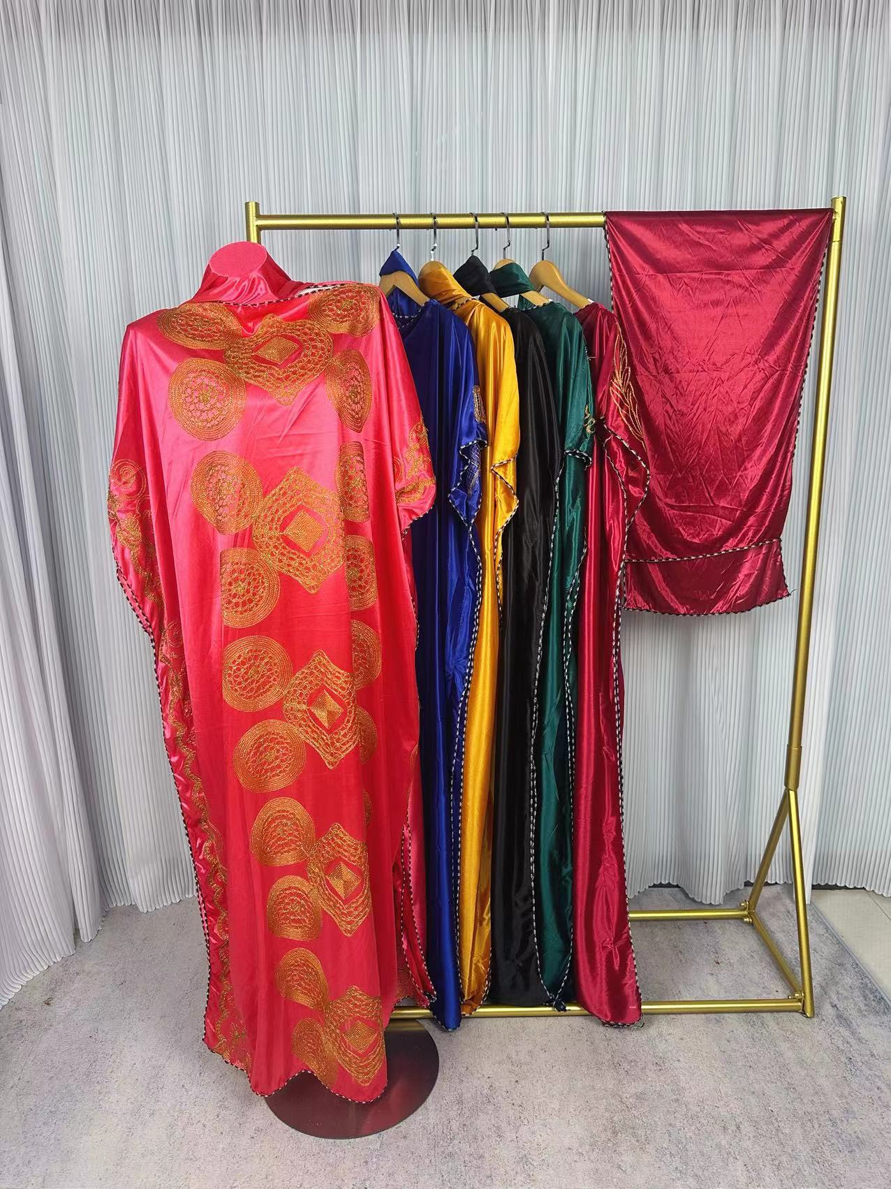 Cross-Border African Women's Gown Fashion Quality Pearl Chiffon Heavy Iron Drill With Two Pieces Of Skirt details Picture