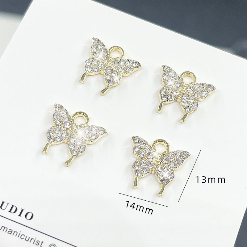 Butterfly pendant full of diamonds, diamond gold and silver necklace accessory, zircon pendant, diy handcrafted bracelet, woven material