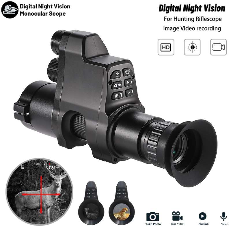 NV4A Infrared Night Vision Monocular Device Round Screen Crosshair 4X Zoom HD Video Camera Attach Night Hunting IR Digital Scope full figure
