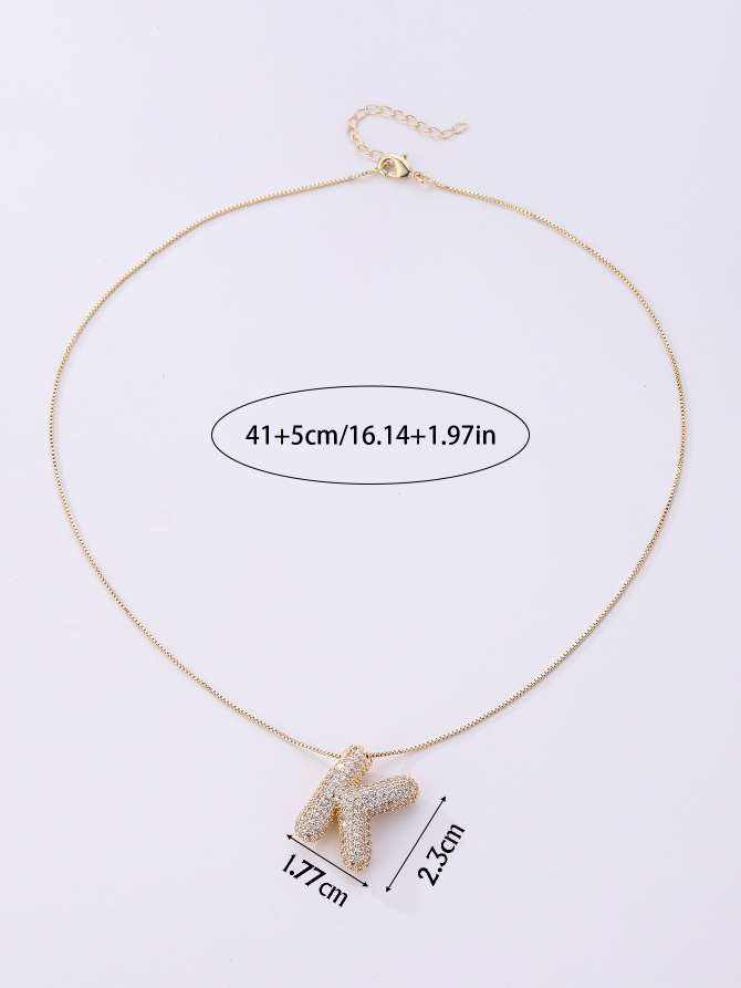 Cross-border micro-inlaid zircon 26-letter pendant necklace, copper-plated 18K gold, fashionable and versatile classic accessory Item Picture