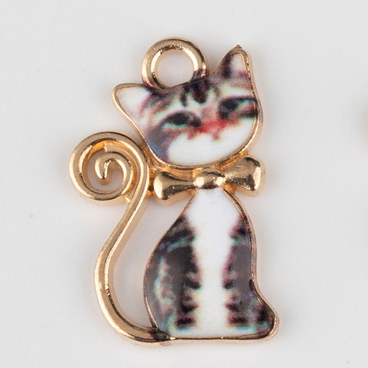 Alloy accessories, jewelry accessories, diy earrings, pendants, chains, bracelets, European and American style, Chinese style, butterflies, little cats, hearts, Zhu Guanghua, uv printing, douyin details Picture