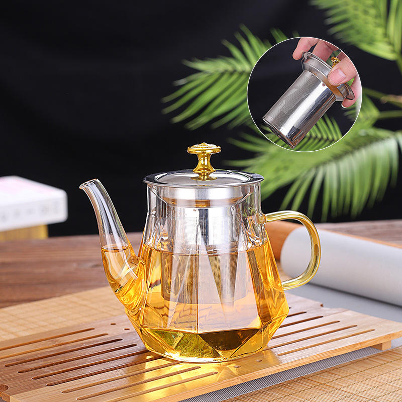 高硼硅耐热玻璃煮茶壶不锈钢过滤大容量耐高温泡茶壶茶水分离茶具 玻璃杯茶具高硼硅玻璃产品图