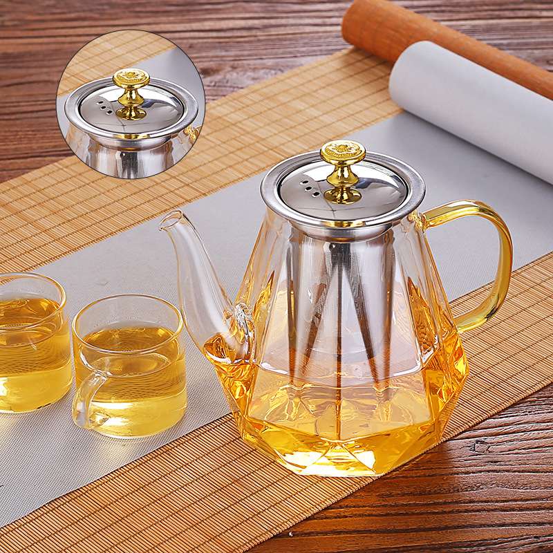 高硼硅耐热玻璃煮茶壶不锈钢过滤大容量耐高温泡茶壶茶水分离茶具 玻璃杯茶具高硼硅玻璃细节图