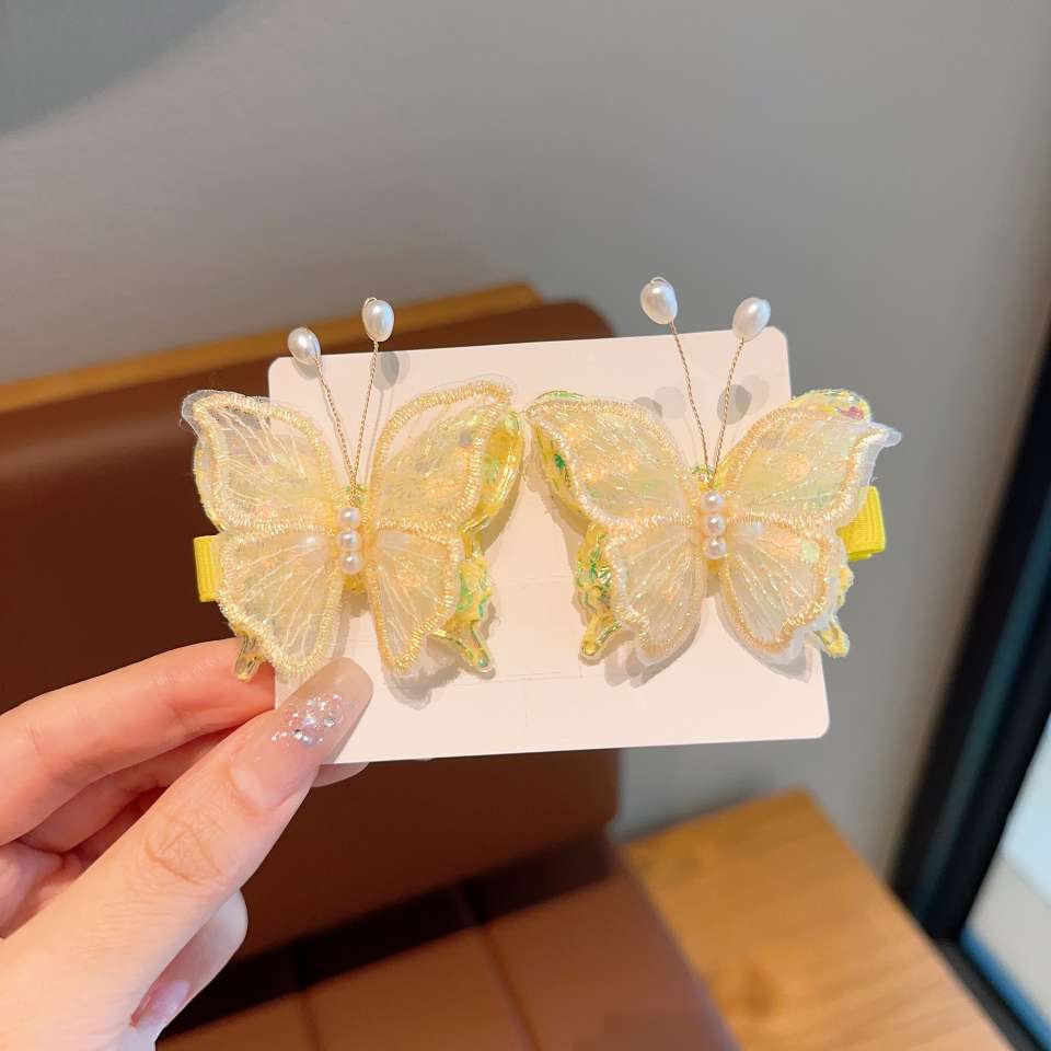 A collection of children's super fairy embroidered butterfly hair accessories, spring and summer ancient-style headwear, hair clips, princess bangs, and side clips
