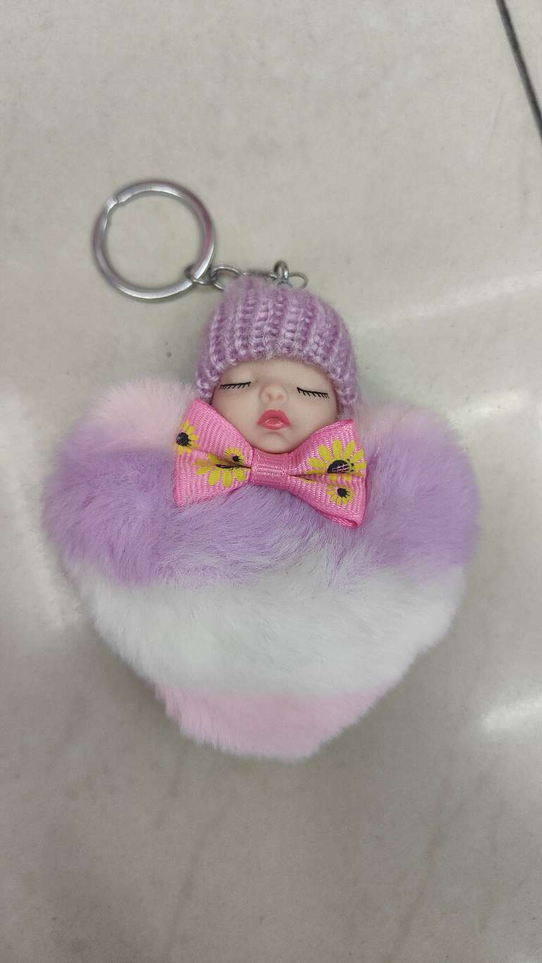条纹桃心❤️领结睡眠娃娃钥匙扣抓娃娃机公仔