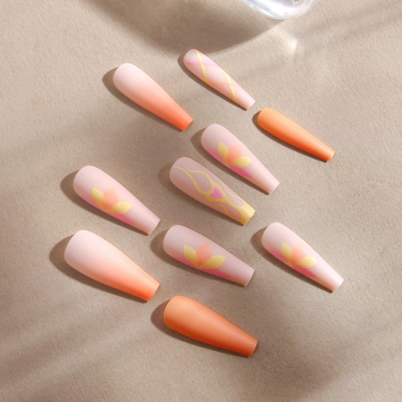 24 Long Barre Wear Nail New Hot Fluorescent Color Europe And The United States Cross-Border Spot Handmade Nail Nail Flower details Picture