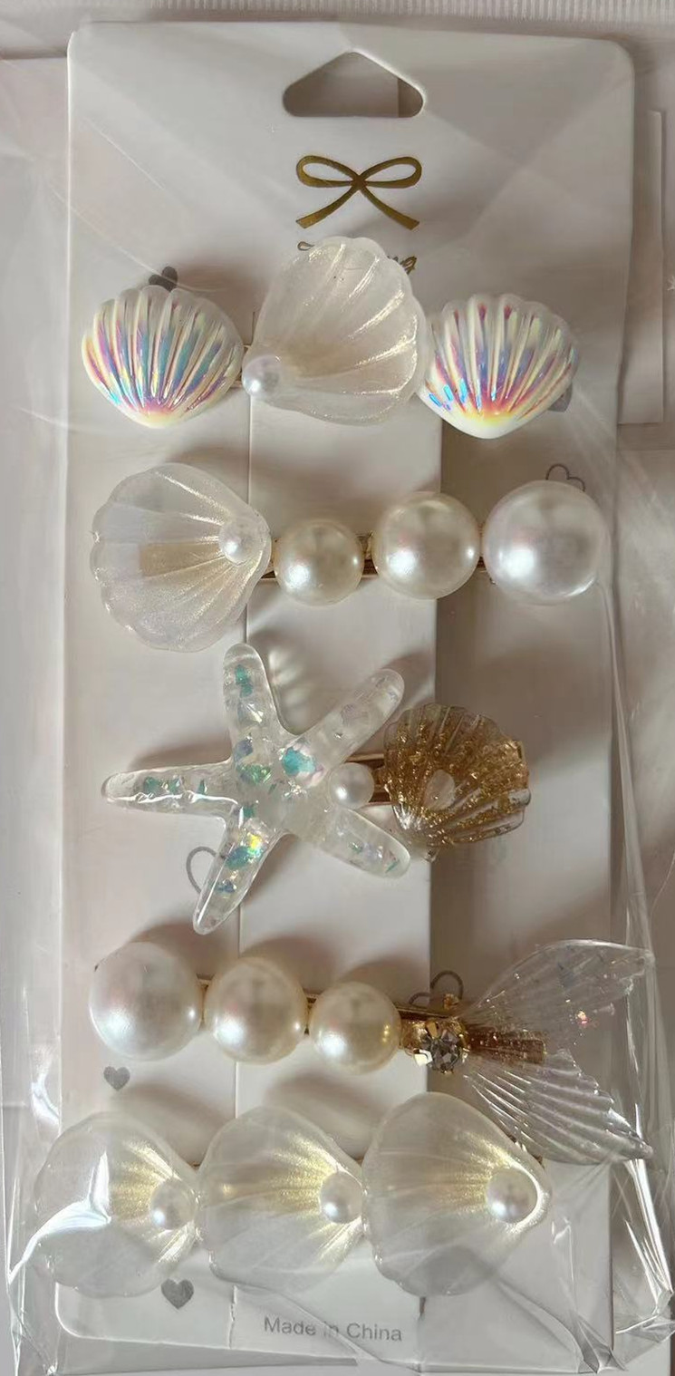 New cute and sweet hair accessories for young girls, Ocean series hair clips, starfish beauty fish tail hair clips, bangs and duckbill clips pic 2