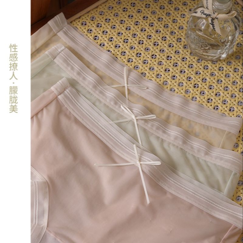Lace panties women's summer thin sexy girls waist mask ice silk seamless triangle shorts Specification drawing