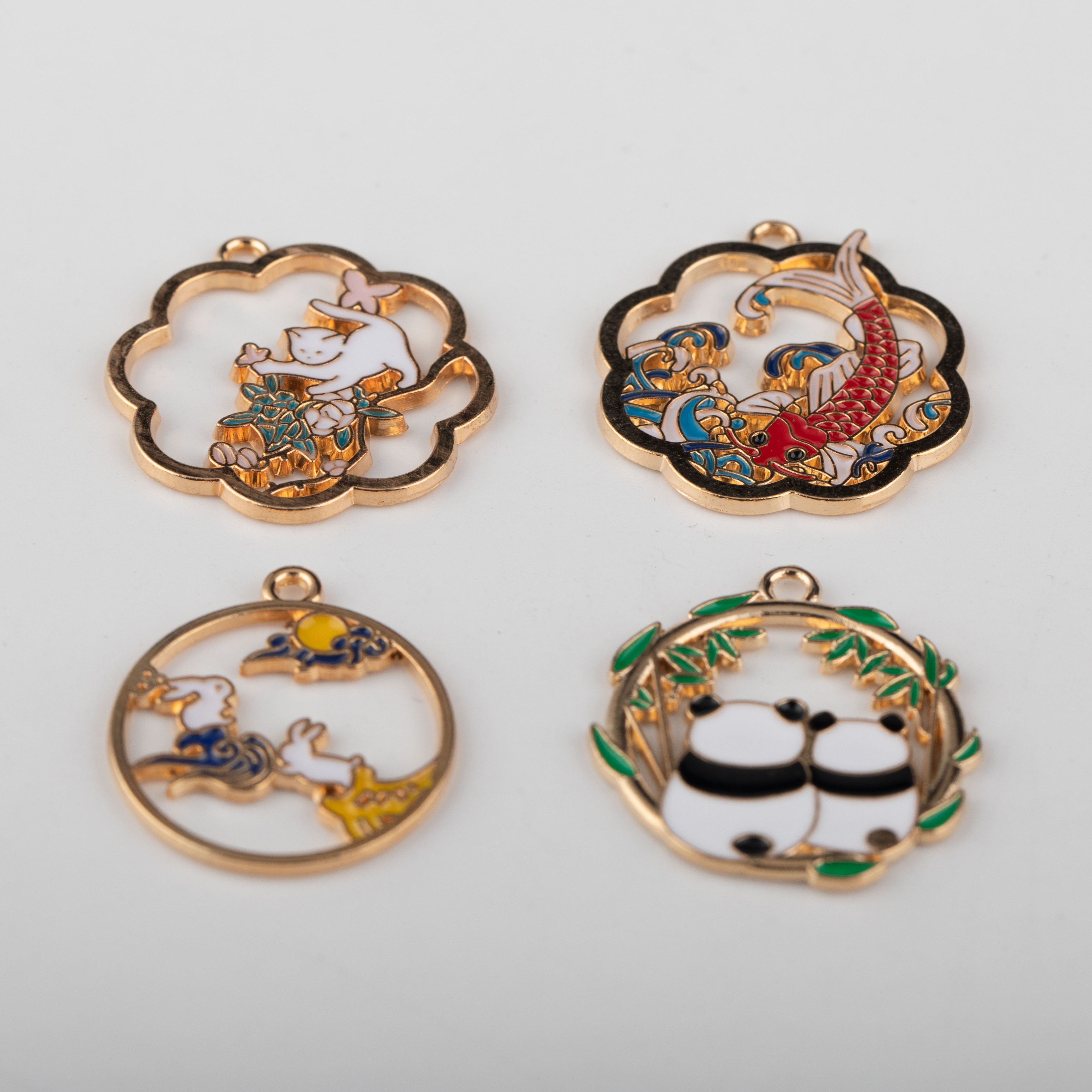 合金配件饰品配件diy耳环挂件饰链手链欧美热中国风蝴蝶小猫咪爱心中秋锦鲤