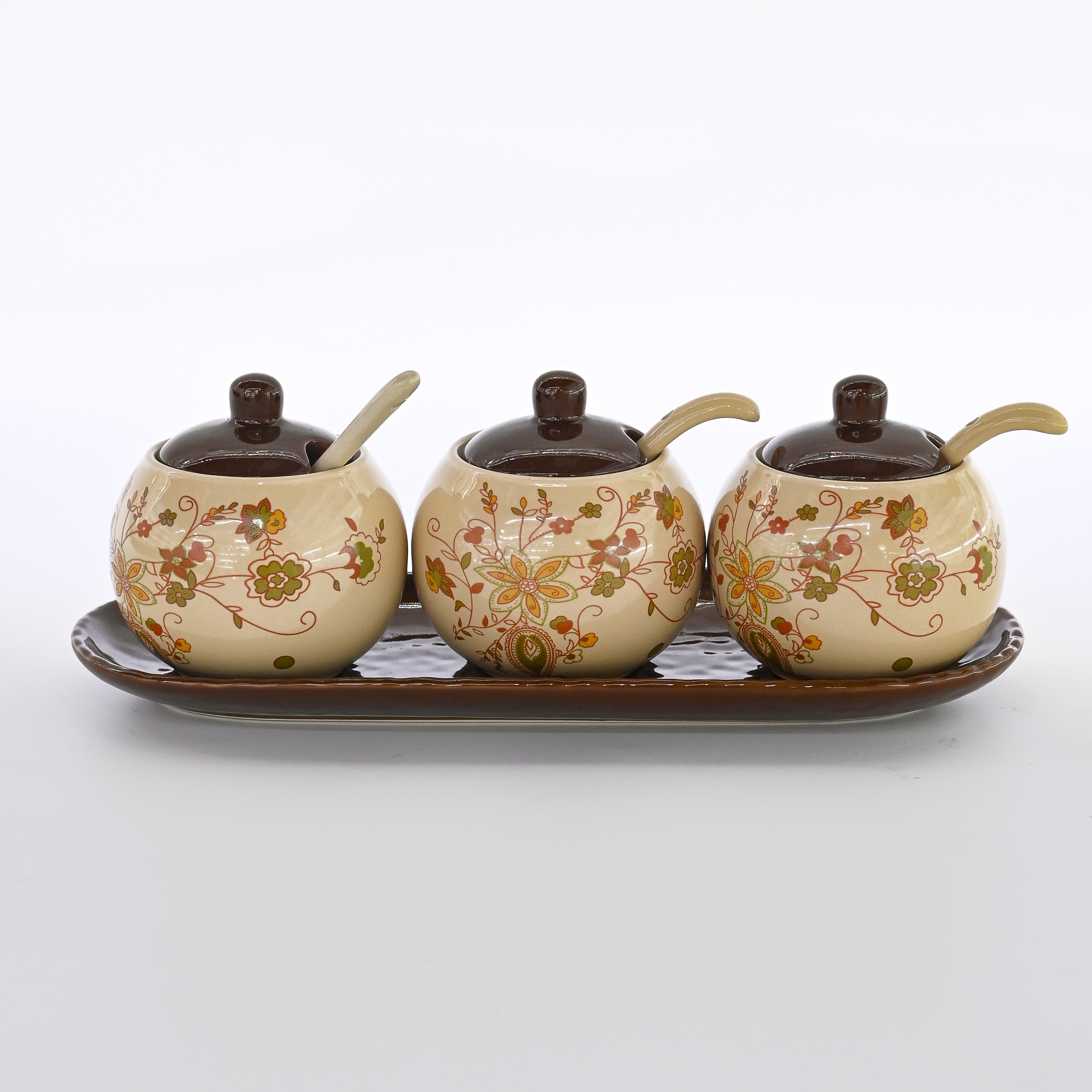 Ceramic seasoning jars, kitchenware, sugar jars, salt jars, sets, hot pot restaurant seasoning bottles and jars, chili jars, household seasoning boxes details Picture