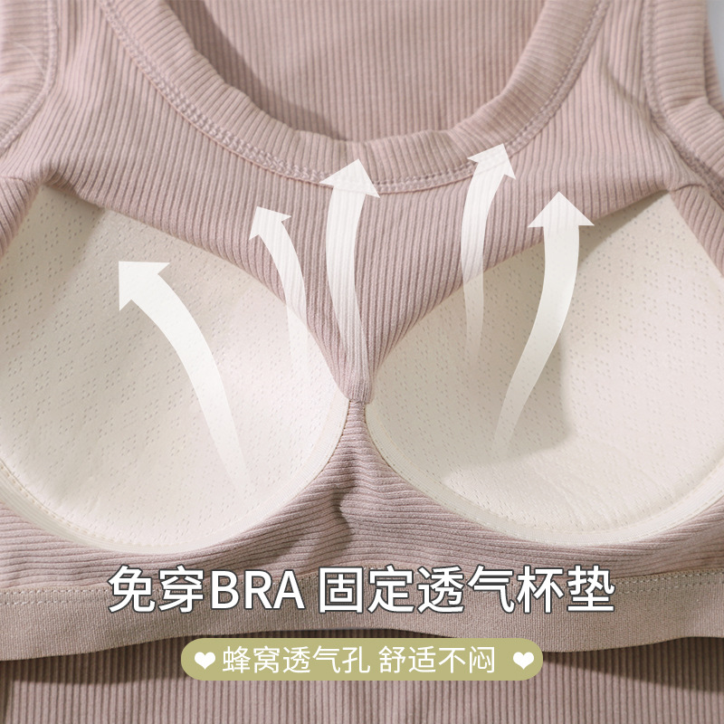 New threaded one-piece halter top for women, with a chest cushion, wide shoulder and back, and cotton for spring and summer outerwear Specification image