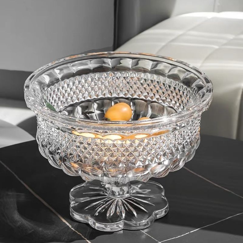 Czech original imported crystal glass vase BOHEMIA European retro tall vase fruit plate living room decoration Specification image