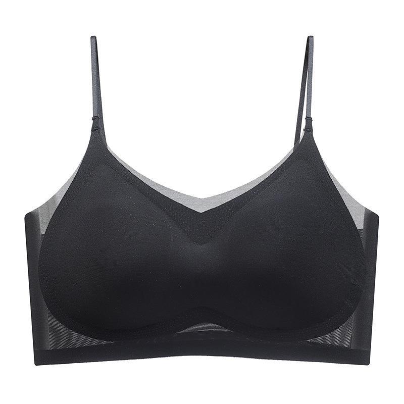 New ultra-thin ice silk seamless bra, summer halter top without steel rings, large chest makes smaller, breathable and comfortable bra pic 8