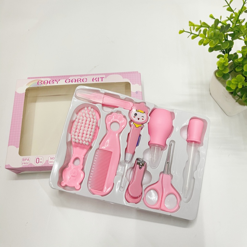 Newborn safety comb brush for tinea caryneum removal care comb brush nail care 8-piece set, baby massage comb brush set