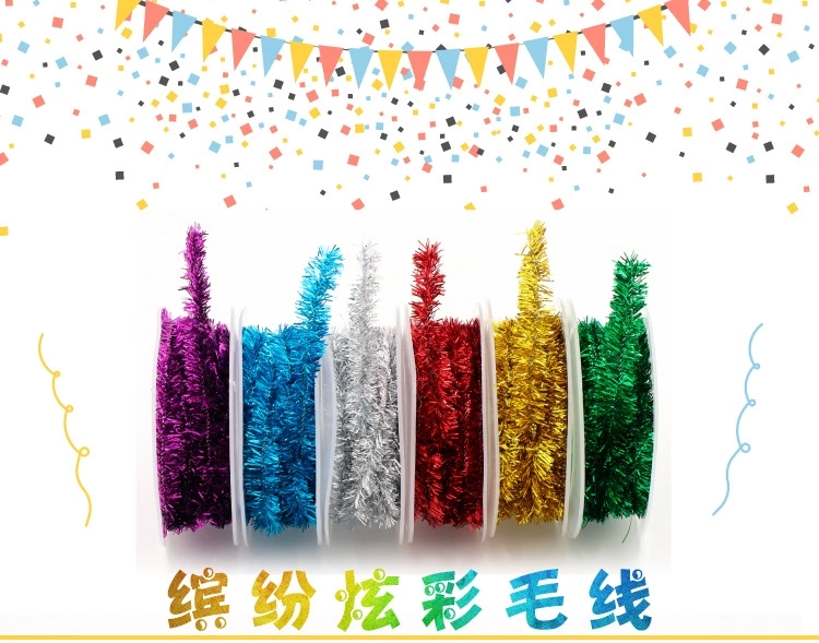 圣诞节庆装饰金属丝彩条 DIY带铁丝金属丝毛线节庆用品厂家批发详情图1