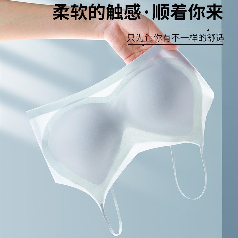 New ultra-thin ice silk seamless bra, summer halter top without steel rings, large chest makes smaller, breathable and comfortable bra details Picture