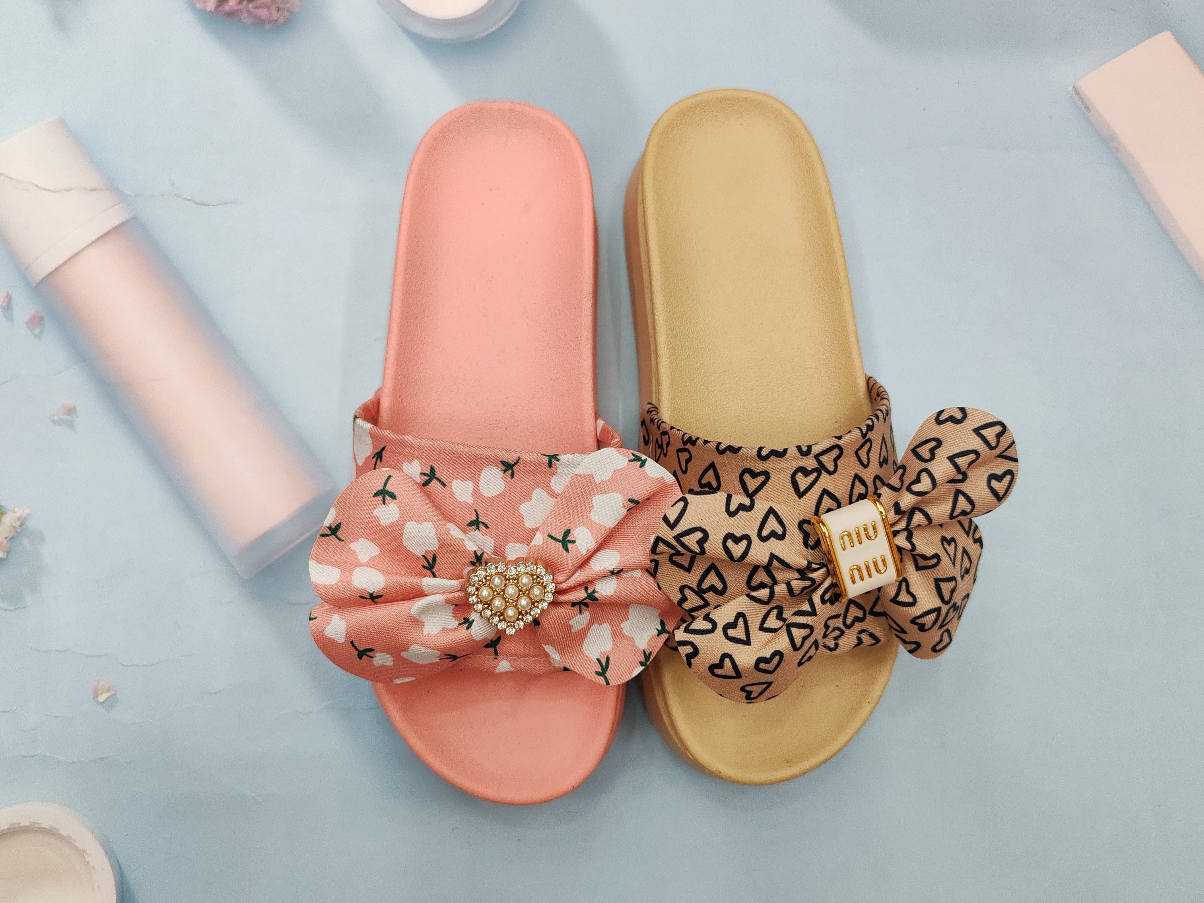 Bow platform slippers women summer outside wear 2024 new