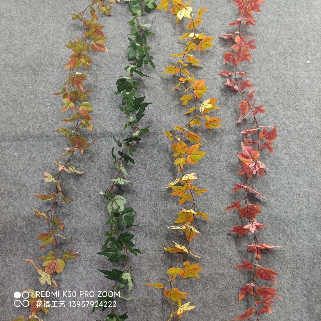 Artificial climbing ivy plants, grape green leaves, plastic artificial flowers, water pipes, and wrapped vines for ceiling decoration detail image 2