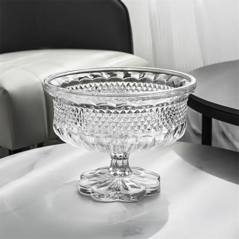 捷克原装进口水晶玻璃花瓶BOHEMIA 欧式复古高脚花瓶果盘客厅摆件
