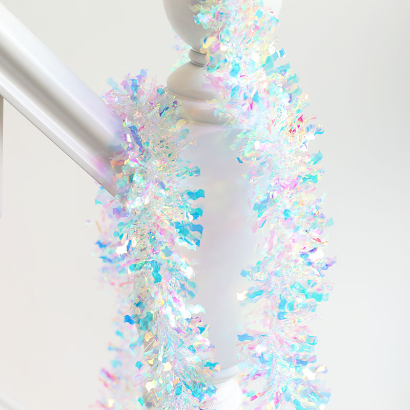 彩虹膜圣诞节弯刀彩条毛条喜庆猫耳朵装饰美甲极光纸波浪彩条雨丝详情图5