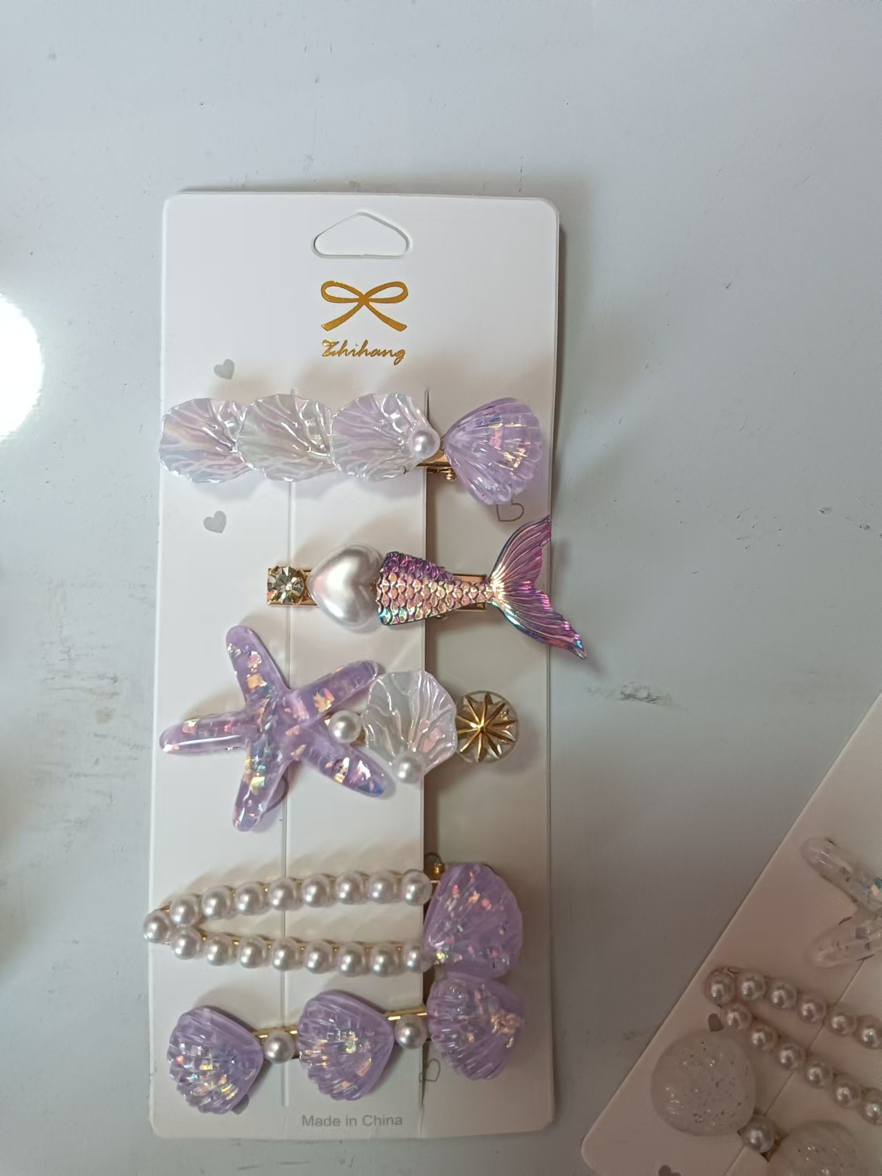Summer bangs hair accessories for girls, Ocean Princess, shell starfish hair clips, pearl children's hair clips, wholesale of Korean headwear Specification image