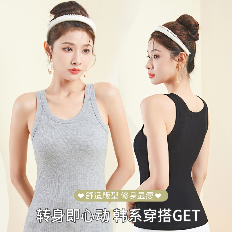 New threaded one-piece halter top for women, with a chest cushion, wide shoulder and back, and cotton for spring and summer outerwear Application Scenario