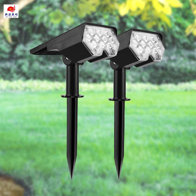 新款太阳能小射灯 户外IP65防水高亮LED别墅庭院一体地插草坪灯图