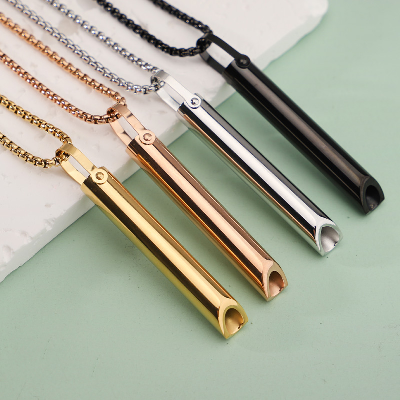 不锈钢冥想口哨吊坠项链