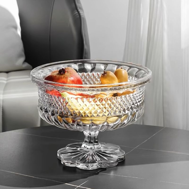 Czech original imported crystal glass vase BOHEMIA European retro tall vase fruit plate living room decoration Application Scenario