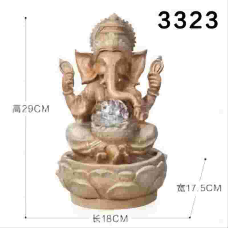 利星 工艺品摆件 流水喷泉摆件 印度象神Ganesha 风水球 加湿器。